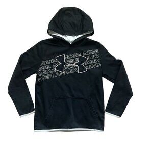 Under Armour Black Logo Hoodie Sweatshirt Youth Medium GUC